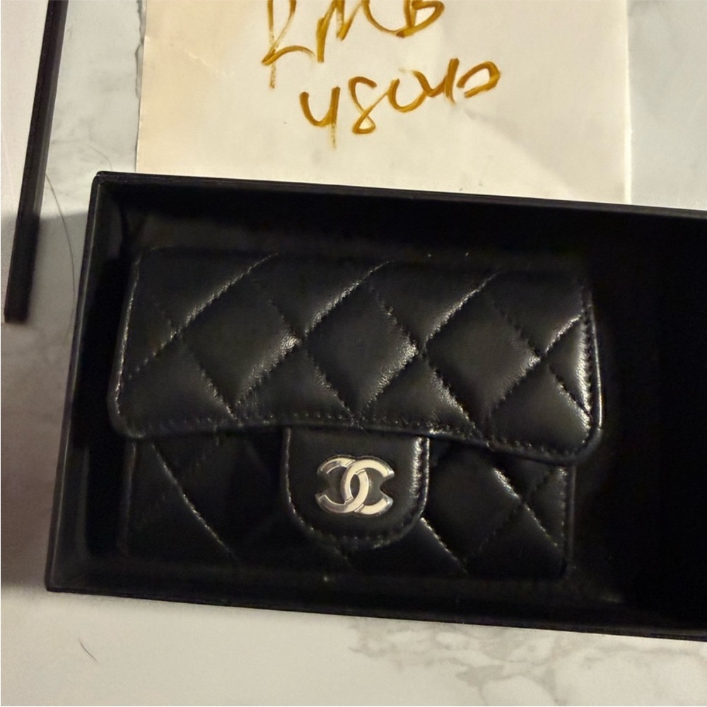 CHANEL Black Quilted Leather Wallet